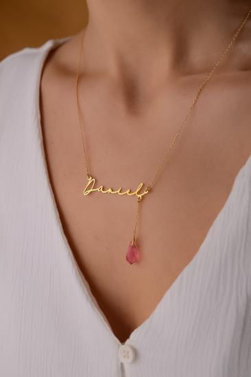 Swarovski Taşlı Kişiye Özel İsimli 925 Ayar Gümüş Kolye