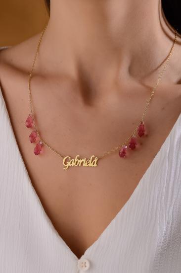 Swarovski Taşlı Kişiye Özel İsimli 925 Ayar Gümüş Kolye