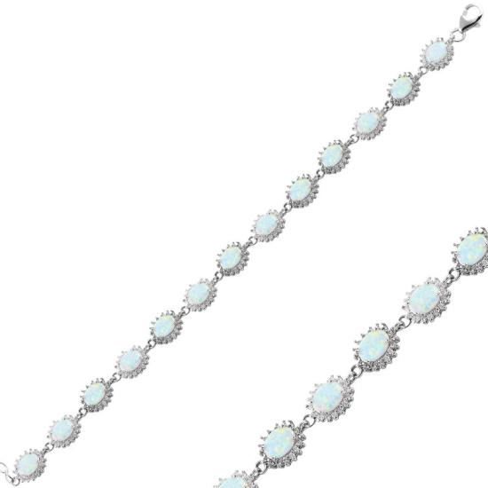 Gümüş Opal & Zirkon Taşlı Bileklik