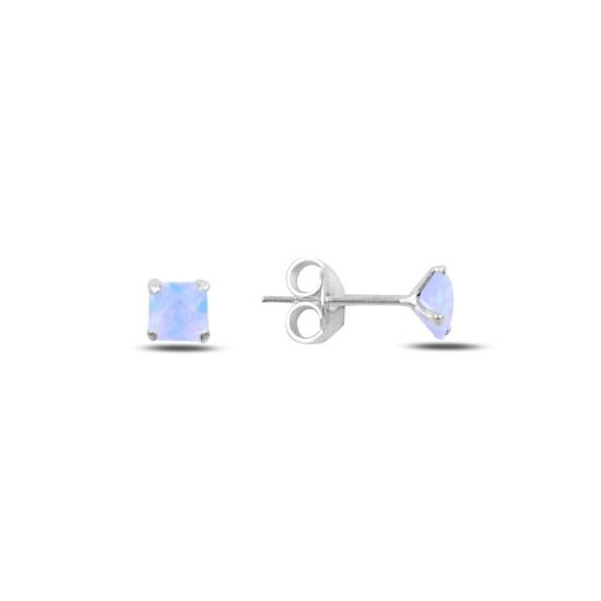 Gümüş 4mm Kare Zirkon Tektaş Küpe